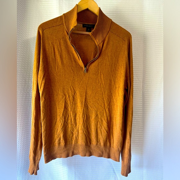 Banana Republic Silk & Cashmere Quarter-Zip Sweater; Medium; Camel/caramel color - Picture 1 of 9